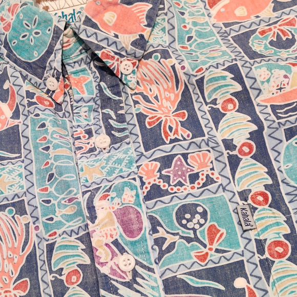 Kahala Christmas Aloha Shirt Mens XXL Cotton Reverse Print Hawaiian Surfin Santa - Picture 8 of 13